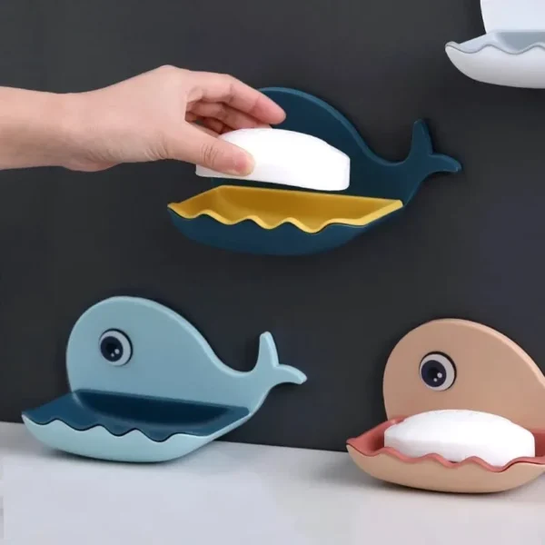 Adhesive fish-shaped soap dish