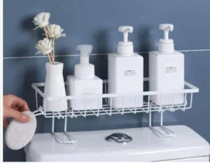 Self-adhesive bathroom organizer
