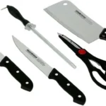 Stainless steel knife set with cutting board