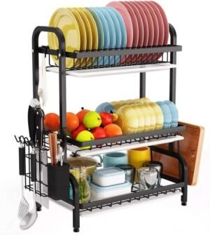 3 Tier Metallic Dish Rack 1 3 Tier Metallic Dish Rack