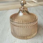 Gold glass jewelry jar