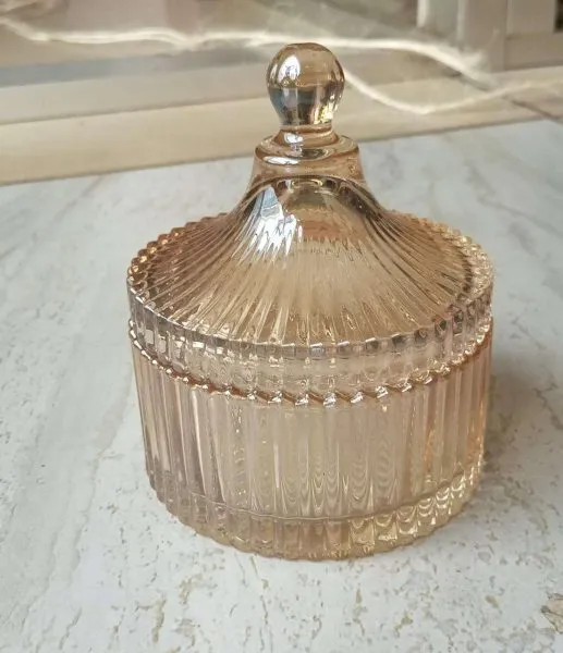 Gold glass jewelry jar