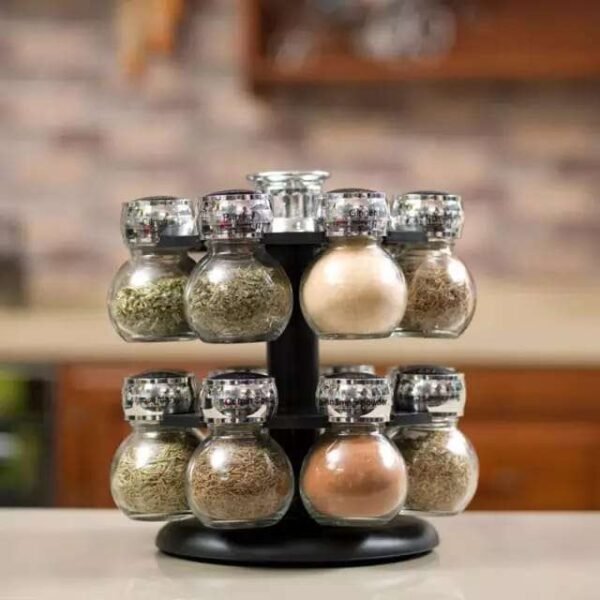 Rotating spice jar set