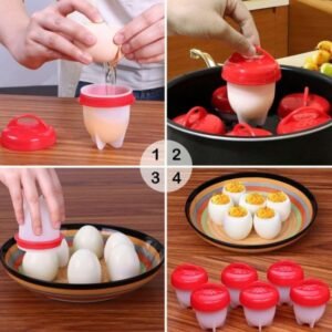 6pc set silicone egg poacher