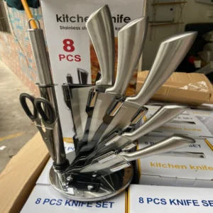 Inox kitchen knife set with rotary base