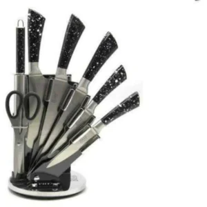 Inox kitchen knife set with rotary base