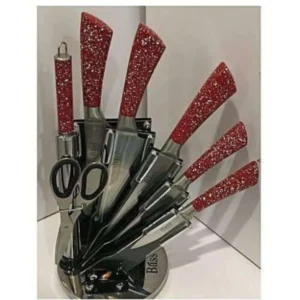 Inox kitchen knife set with rotary base