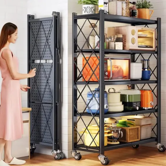 Big Size Foldable Kitchen Rack with wheels