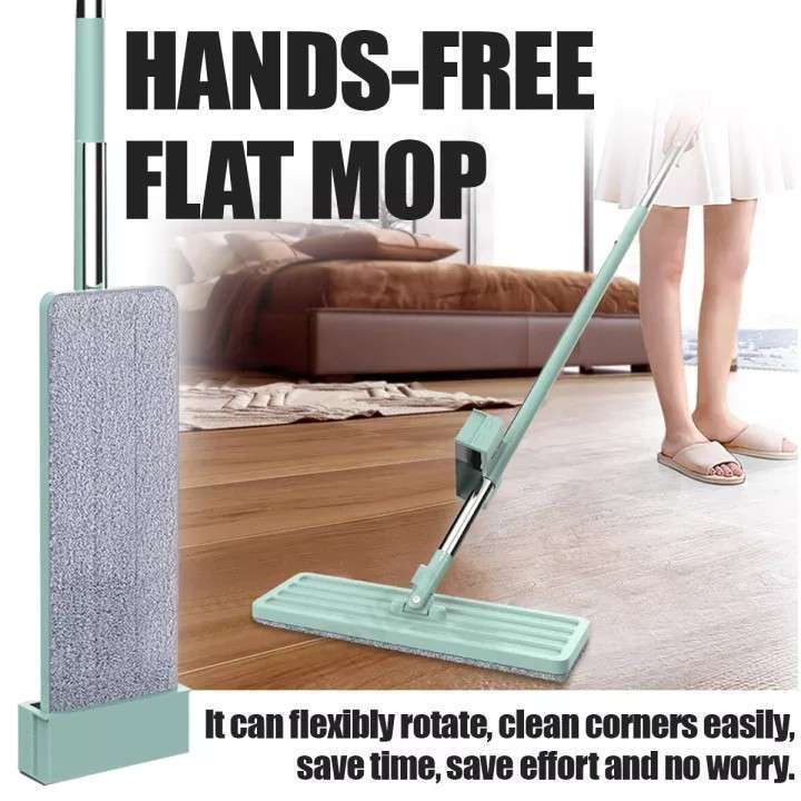 2 in 1 Hands - Free Mop Lazy Drag Mop Removable Microfiber Cleaning Pad