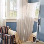 Wide Stand Alone Mirror With Metallic Frame