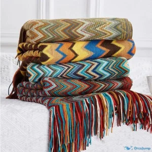 Bohemian soft knit Blanket with Tassel
