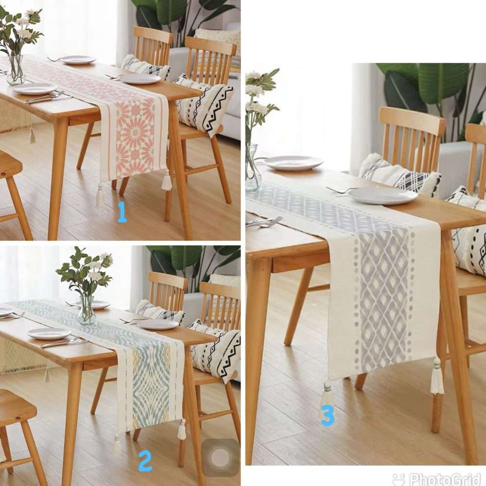 Cotton Woven Table Runner with Tassel