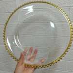 Charger plate 33cm//13inch with Gold Beads Rim