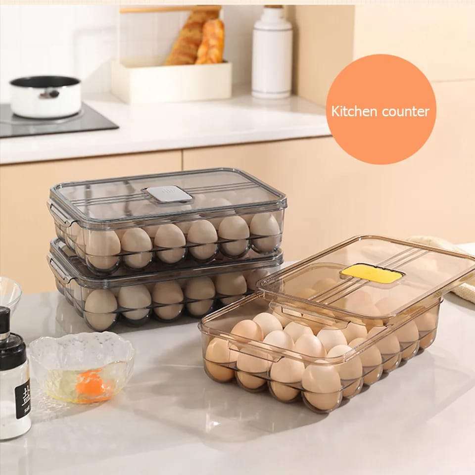 24 Grids Egg tray  -Material: PET -Size: 30.5cm*21.5cm*8.5cm -Transparent and conspicuous, multi-layer overlay; -Separate compartments, easy to take eggs; -Thickened PET material, the margin is visible, more durable, and long-term preservation; -Save storage space and prevent eggs from bumping; - With a cover to prevent dust, it can effectively reduce the growth of dust and bacteria.