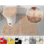 3pcs Non-Slip Bathroom Fluffy Mat Set