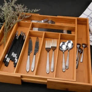 Bamboo cutlery organizer