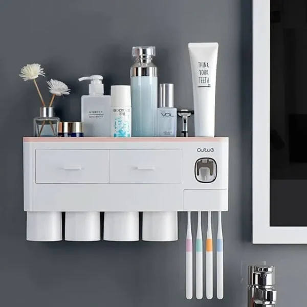 Automatic Toothpaste Dispenser with 4 Magnetic Cups
