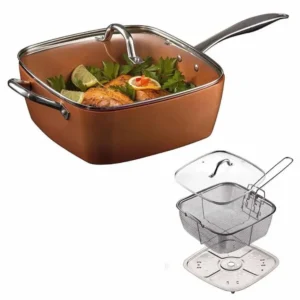 copper frying pan with long handle