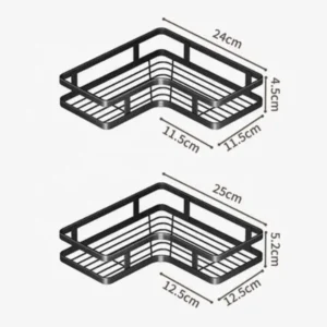 Space-saving corner shower caddy