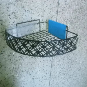 Wall-mounted corner bathroom shelf