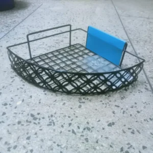 Space-saving corner bathroom shelf