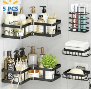Triangular shower caddy shelf