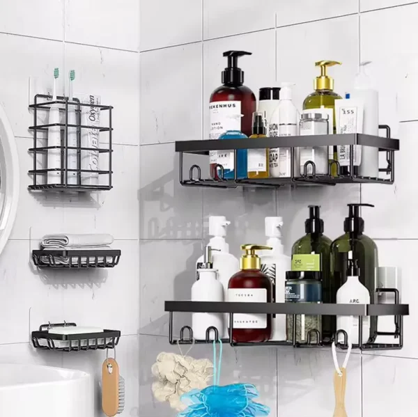 Adhesive wall storage shelves