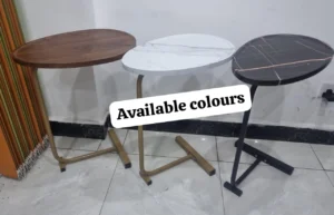 brown and marble black side table