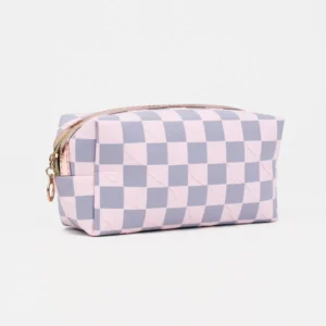 checkered toiletry pouch