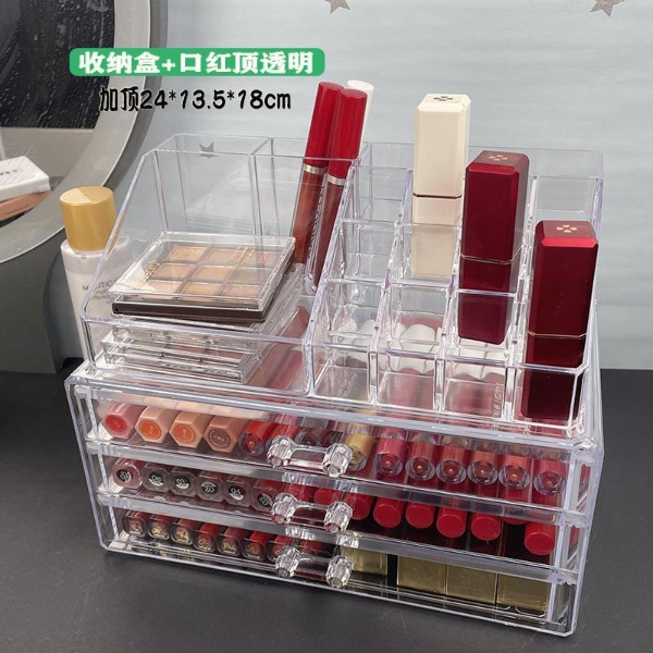 Transparent cosmetic storage box