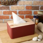 Bamboo lid tissue holder