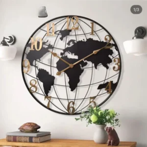 Large world map wall clock