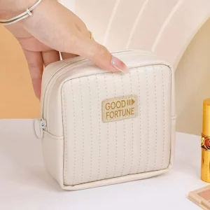 Portable PU leather makeup pouch