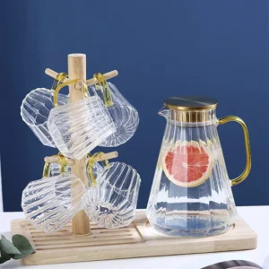 Glass decanter kettle cups set