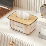 Transparent tissue box with bamboo lid