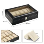 12-slot leather watch box