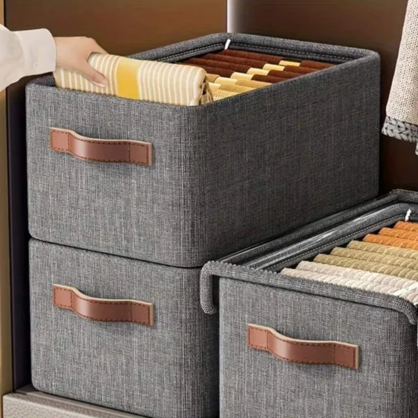 grey fabric storage box