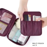 Travel makeup bag with hook