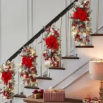 Christmas staircase wreath