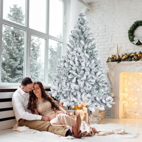 Snow flocked Christmas tree