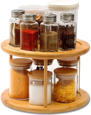 Bamboo Rotating Spice Rack / Lazy Susan 1 Bamboo Rotating Spice Rack