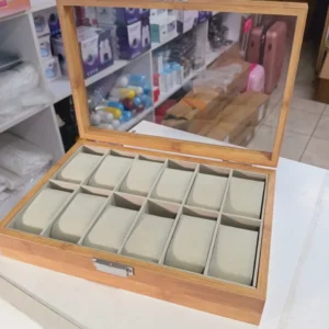 12 Slot Wooden Watch Organizer