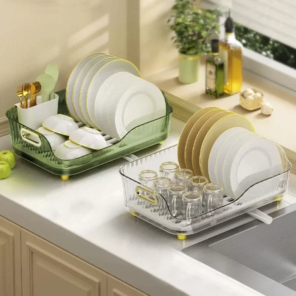 Self-draining dish rack