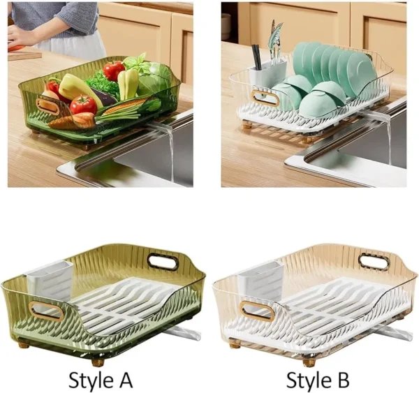 Golden handle dish organizer