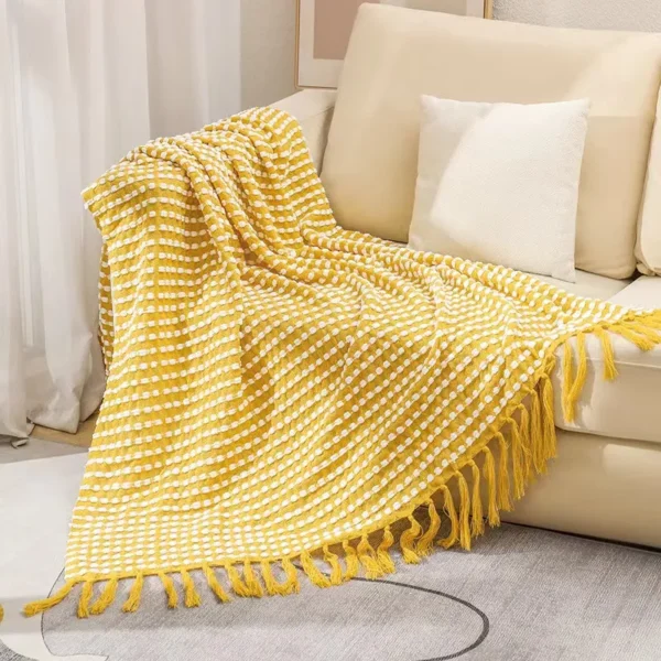 Acrylic knitted throw blanket