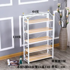 Metal and wood shoe storage rack