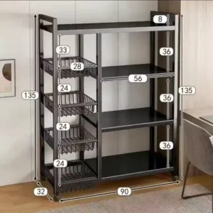 Movable kitchen storage rack