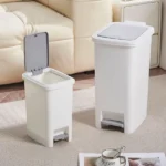 Cream white pedal dustbin