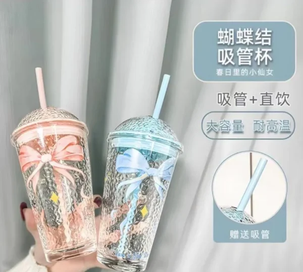 glass straw cup