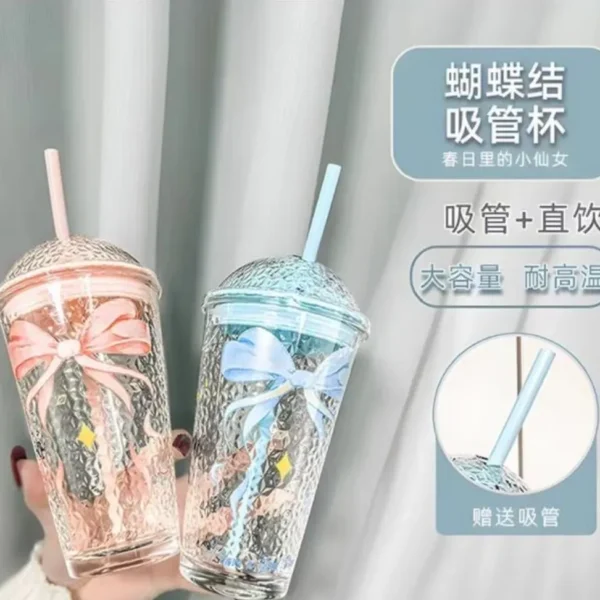 glass straw cup